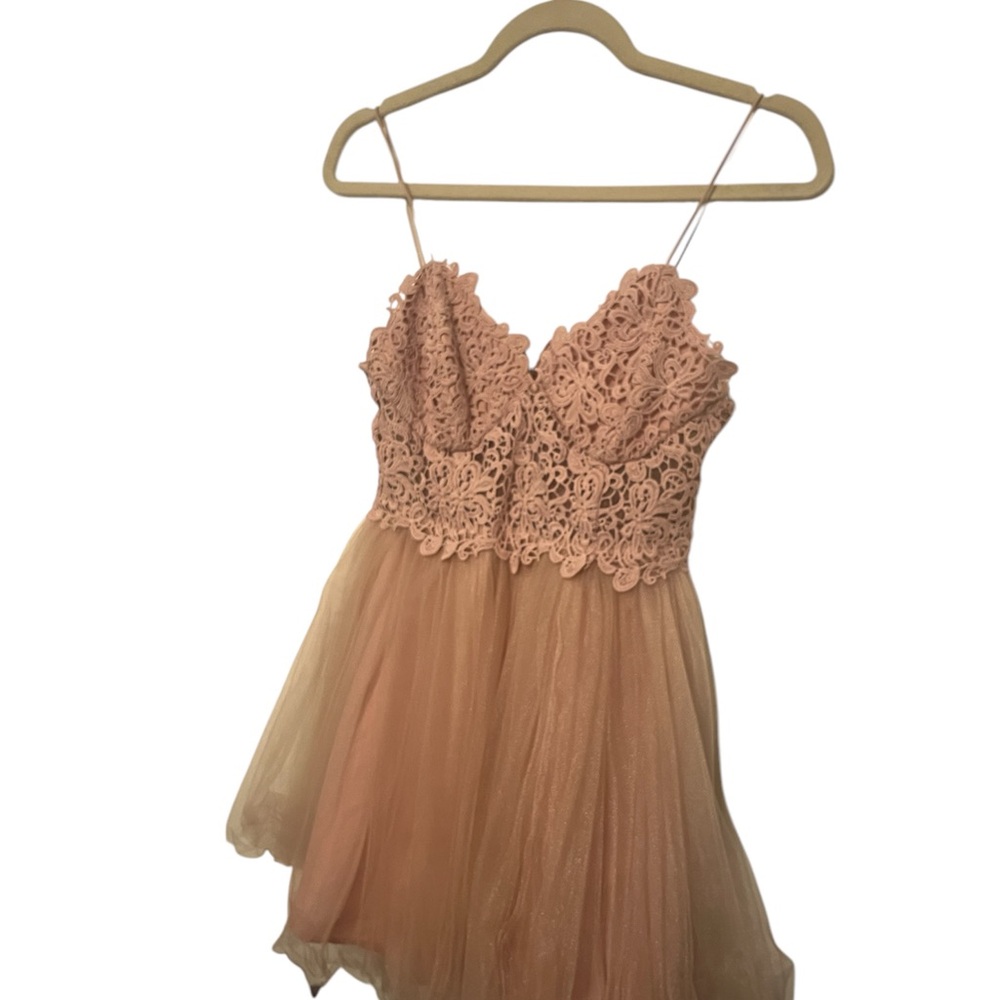 Lace Overlay Light Pink Dress